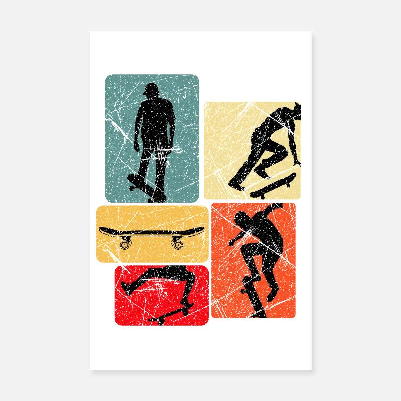 Skateboard Silhouettes Collage Poster 8" x 12" (20x30 cm)