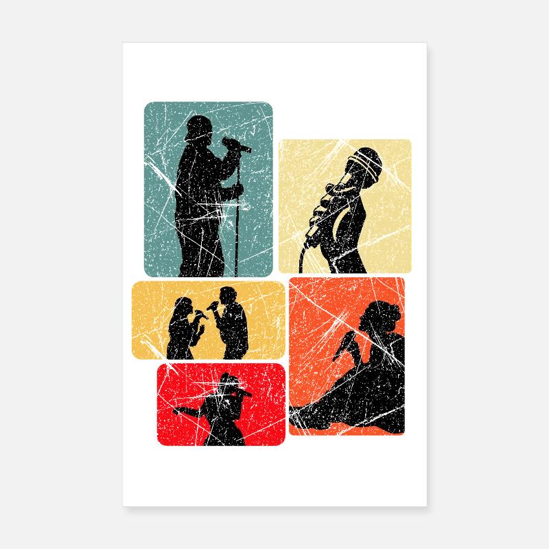 Silhouettes de chanteuses pop art Poster 20 x 30 cm