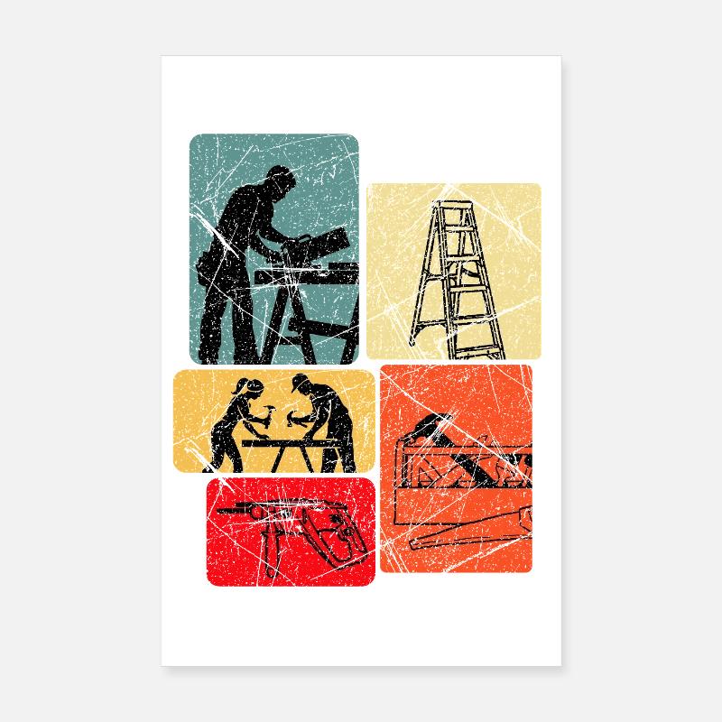 Workshop Collage Building Crafts Poster 8" x 12" (20x30 cm)