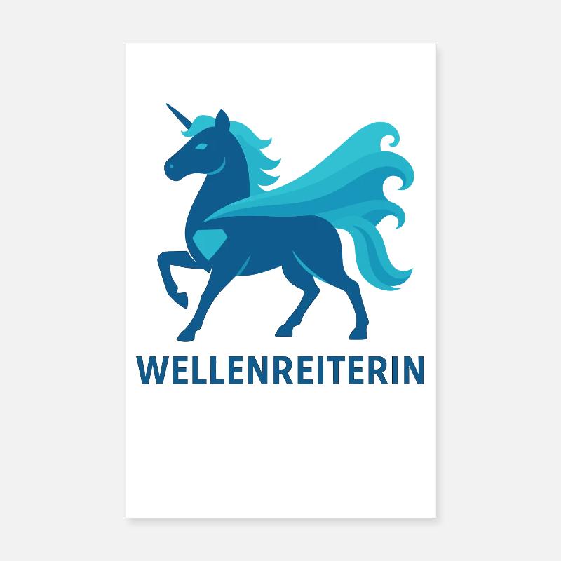 Fier Surfeur de Vagues, Puissance de Licorne, Mer Poster 20 x 30 cm