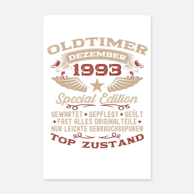 32. Geburtstag Geschenk Oldtimer Dezember 1993 Poster 20x30 cm