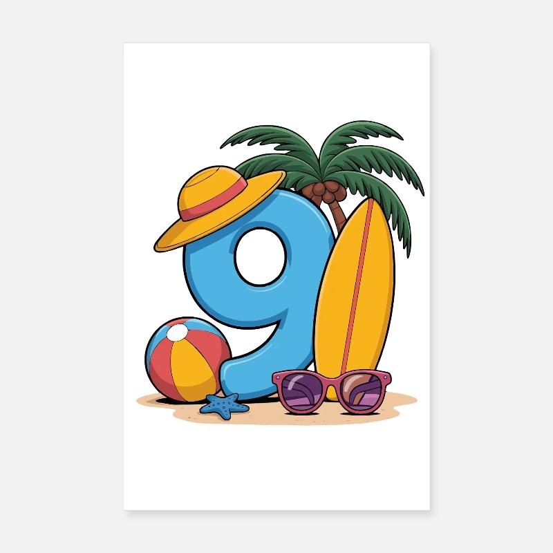 Vacances du 9e anniversaire 9 ans Poster 20 x 30 cm