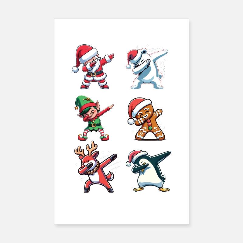 Dabbing Christmas Figurines Dab Christmas Poster 8" x 12" (20x30 cm)