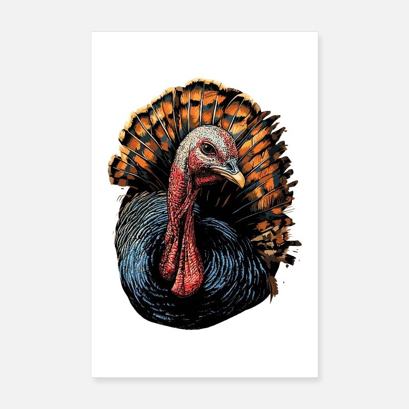 Dinde Poules Oiseaux Dinde Poster 20 x 30 cm