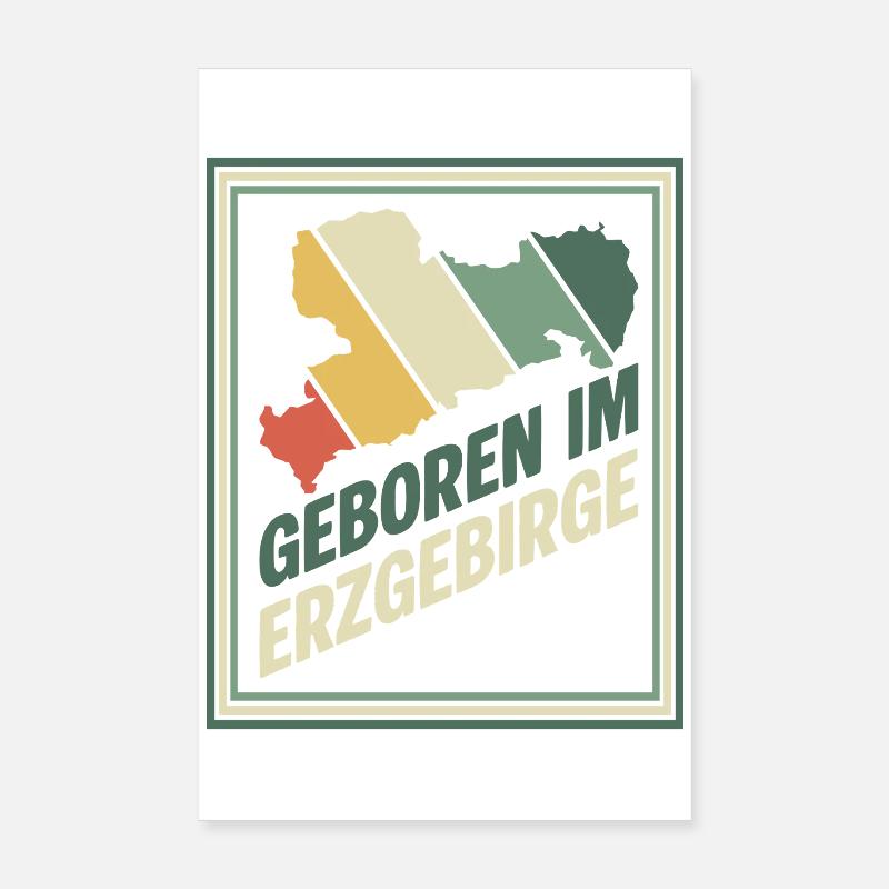 Born in the Ore Mountains Retro Poster 8" x 12" (20x30 cm)