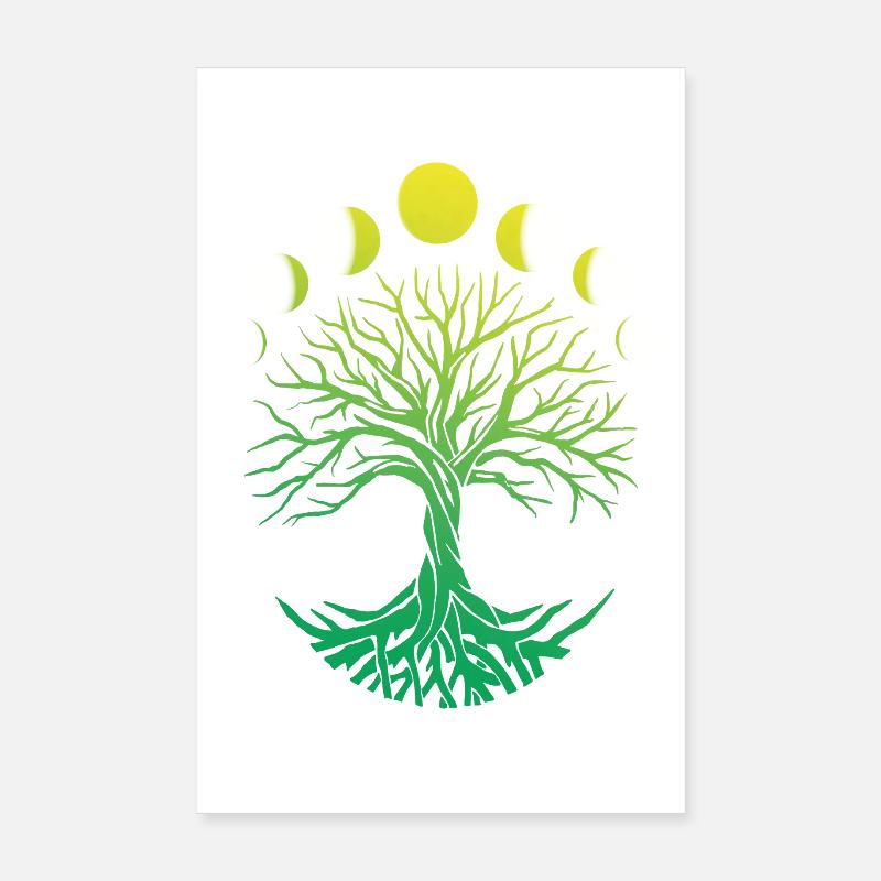 Tree Circle Moon Phases Poster 8" x 12" (20x30 cm)