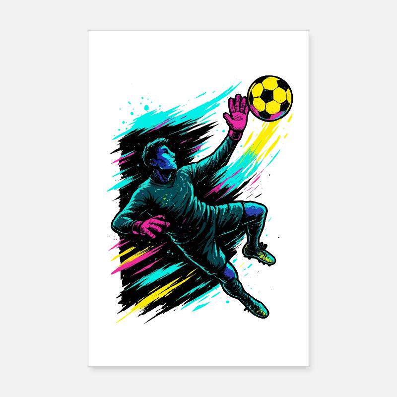 Neon Torwart Kunst, Fußball Geschenk, Highlight Poster 20x30 cm