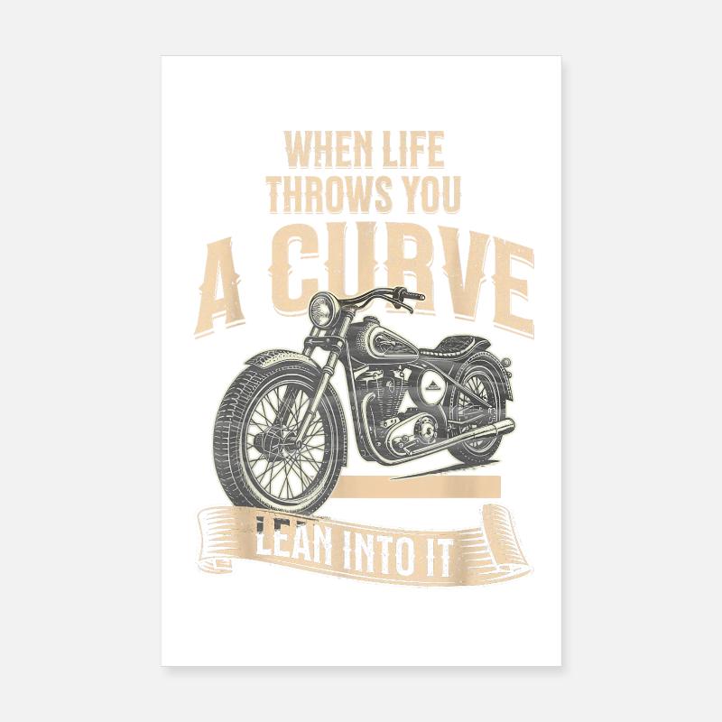 Curve Ahead Lean Into It Motorcycle Poster 8" x 12" (20x30 cm)