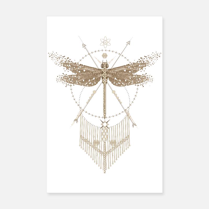 Libellule filigranée dans un style de lignes décoratives Poster 20 x 30 cm