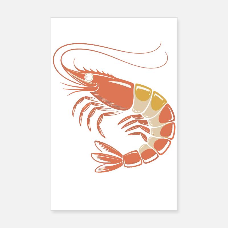 Red Shrimp Cartoon Poster 8" x 12" (20x30 cm)