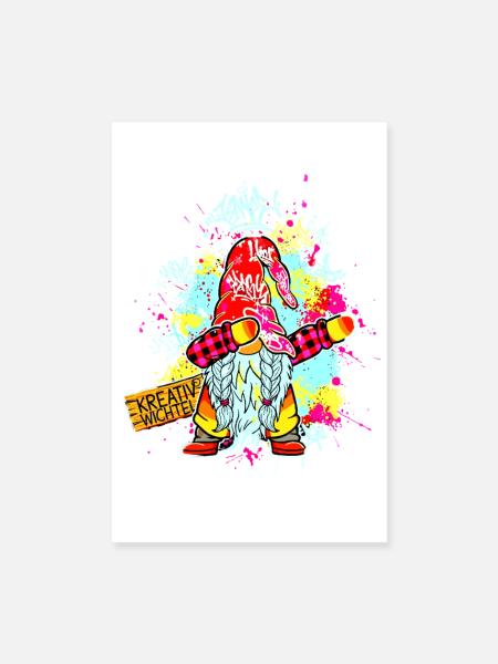 KREATIV WICHTEL Dab Graffiti Künstler XMas  - Poster 20x30 cm - Weiß - Vorne