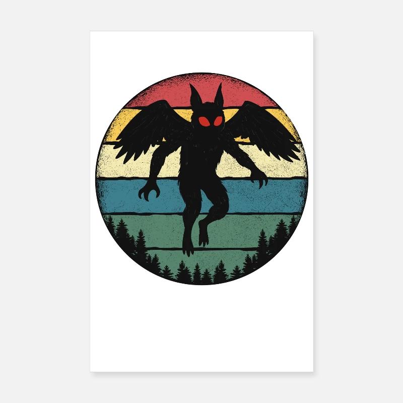 Mothman Retro Cryptid Legend Poster 20 x 30 cm