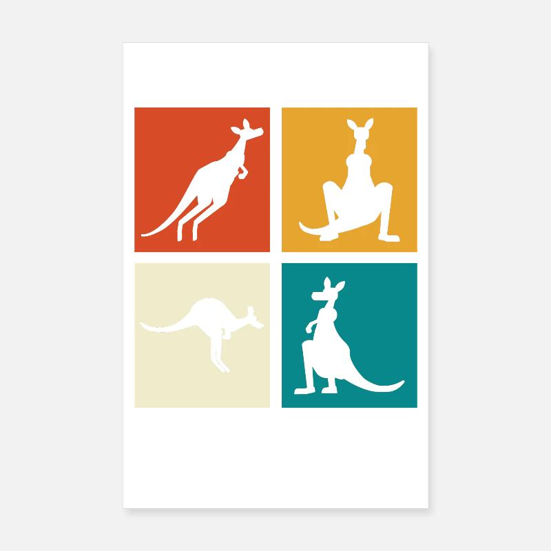 Kangaroo Four-Frame Silhouettes Poster 8" x 12" (20x30 cm)