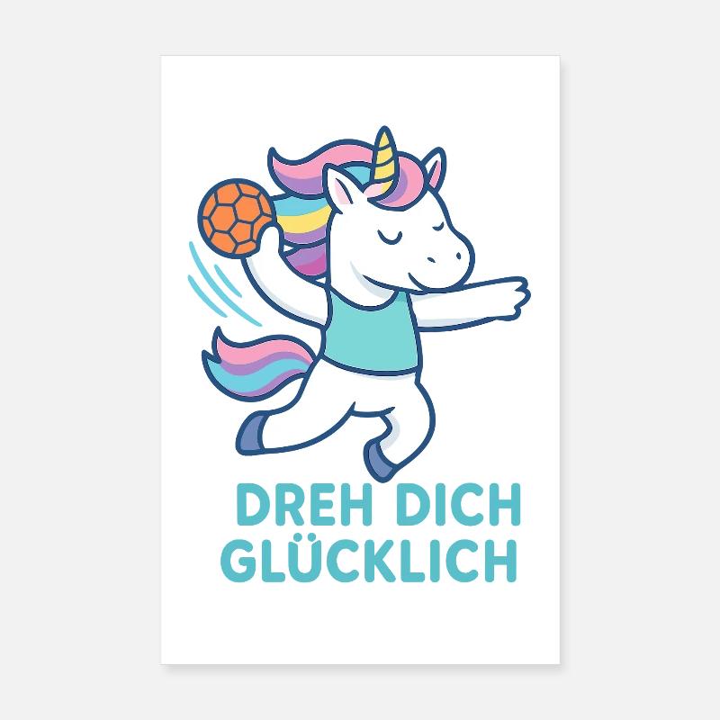 Unicorn Handball Spin Yourself Happy, Trick Throw Poster 8" x 12" (20x30 cm)