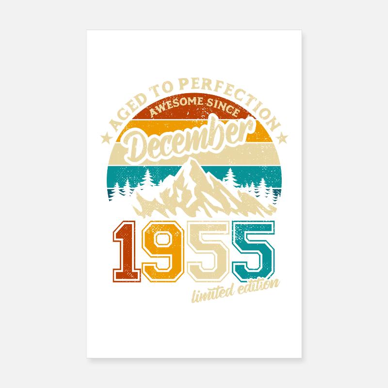 Édition limitée cadeau d’anniversaire de décembre 1955 Poster 20 x 30 cm