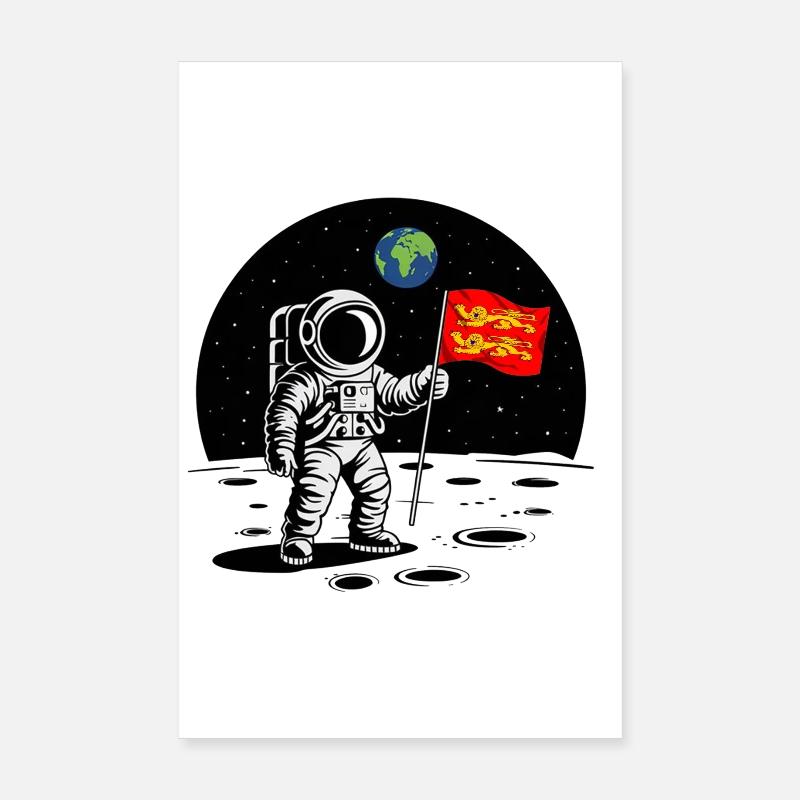 Normandy Astronaut Normandy flag on the Moon Poster 8" x 12" (20x30 cm)
