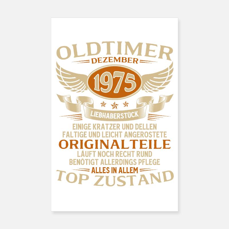 50. Geburtstag Geschenk Oldtimer Dezember 1975 Poster 20x30 cm