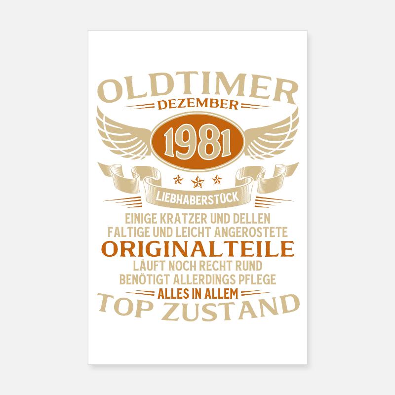 44. Geburtstag Geschenk Oldtimer Dezember 1981 Poster 20x30 cm