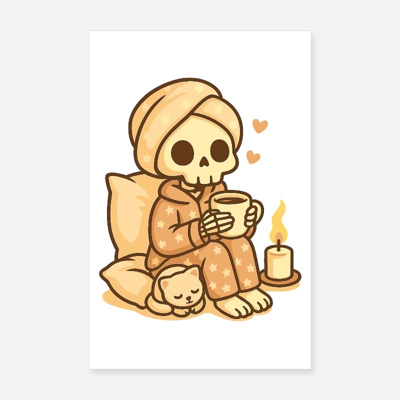 Squelette de pyjama douillet – Chaleureux et mignon Poster 20 x 30 cm