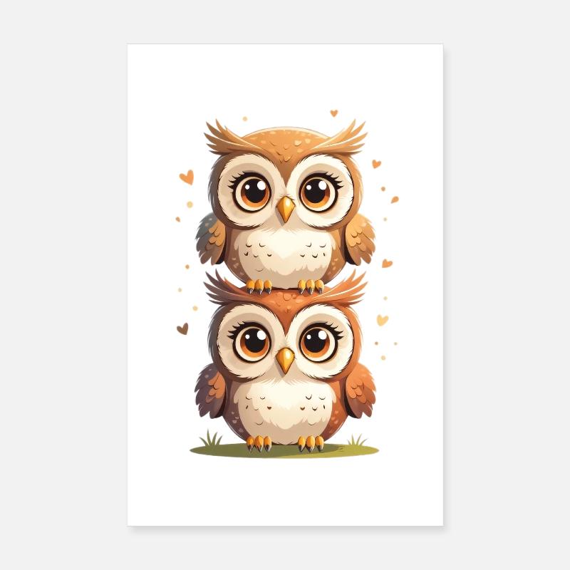 Zwillings Eulen Popkunst Poster 20x30 cm