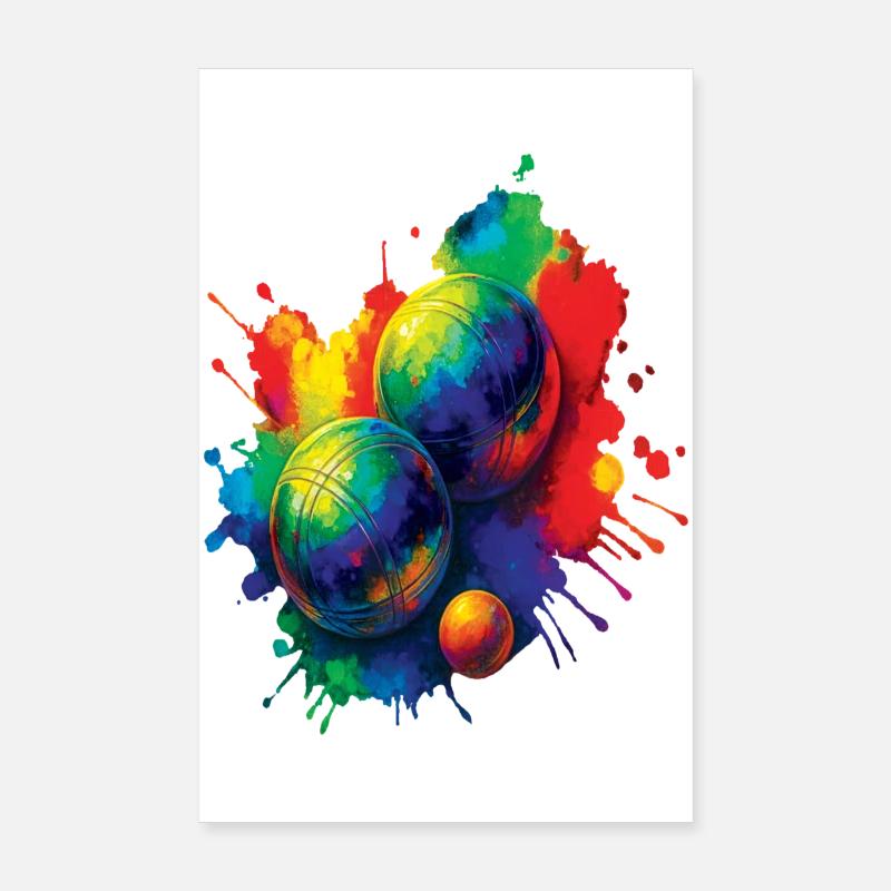Pétanque Splash Art - Jeu de Boules Colorées Poster 20 x 30 cm