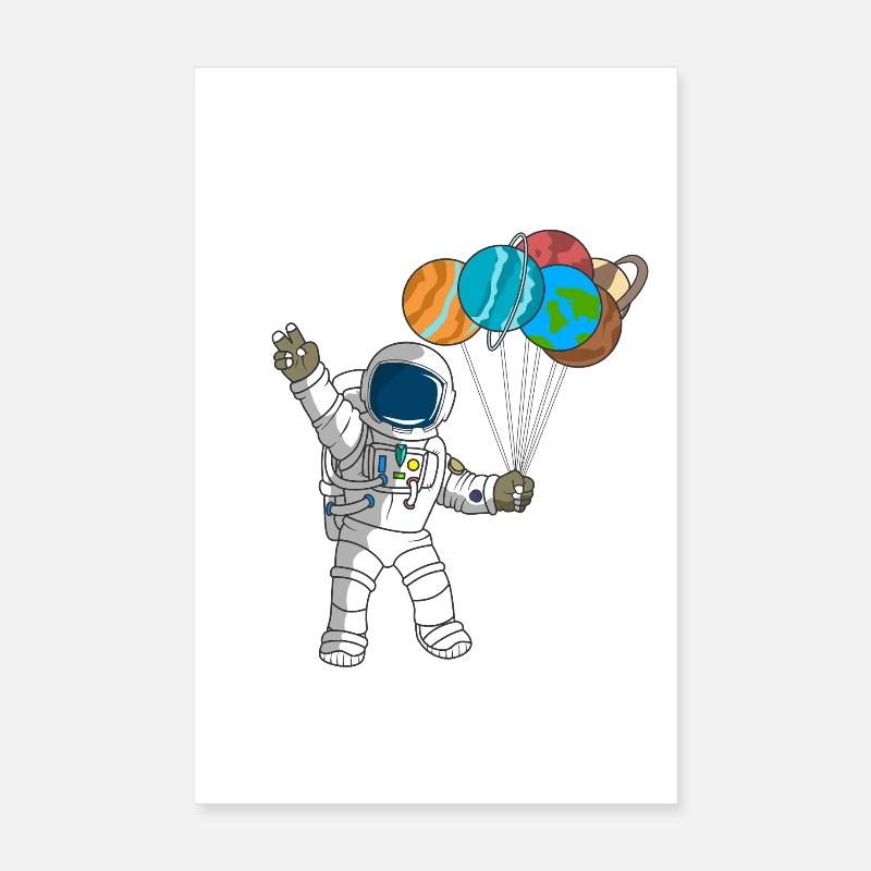 Astronaut Planets Outer Space 2nd Birthday Celeb Poster 8" x 12" (20x30 cm)