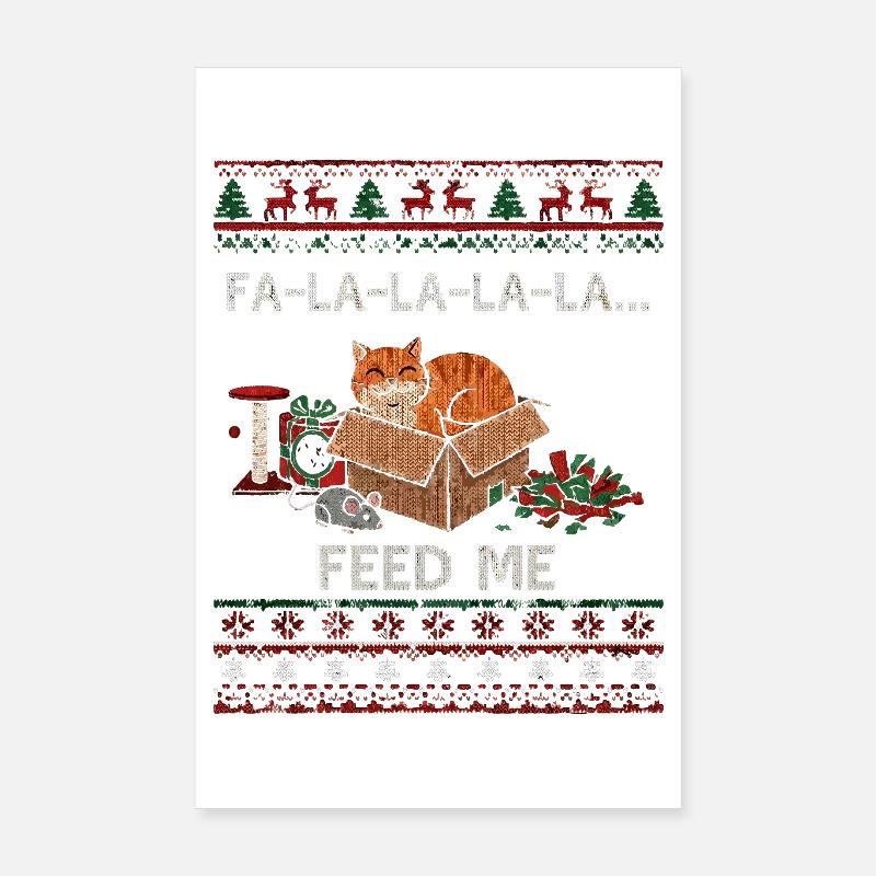 Chat de Noël dans une boîte – demandes de nourriture Poster 20 x 30 cm