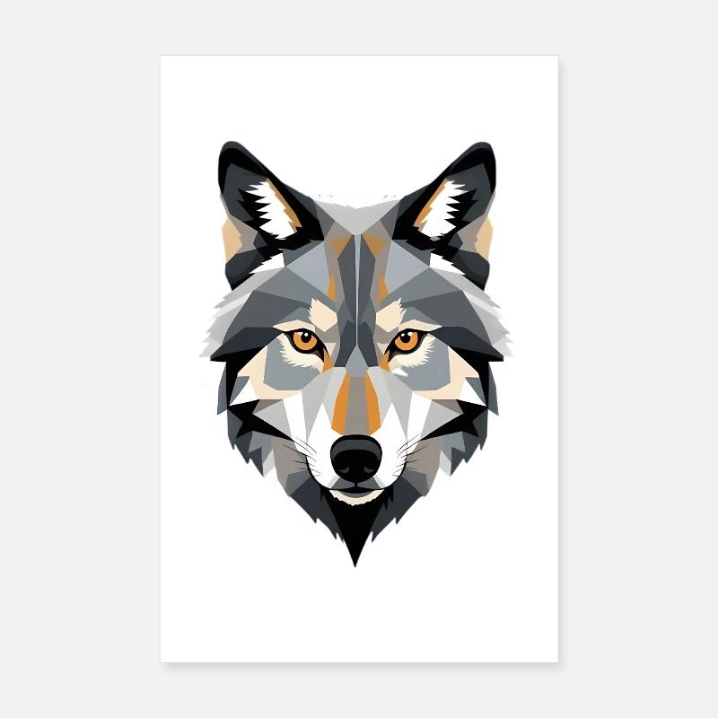 Geometric Wolf Head Poster 8" x 12" (20x30 cm)