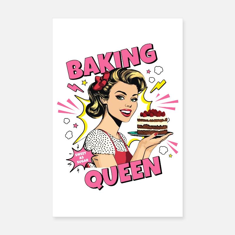 Baking Cake Baking Queen Baking Fairy Baker Pop Art Poster 8" x 12" (20x30 cm)