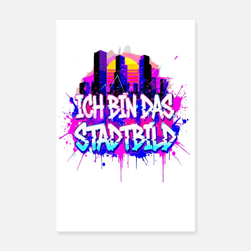 Synthwave Stadtbild - Ich Bin Das Stadtbild  - Poster 20x30 cm - Weiß