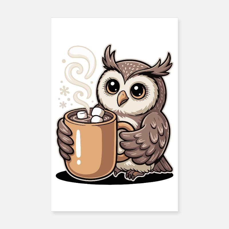 Cuddly owl with cocoa Poster 8" x 12" (20x30 cm)