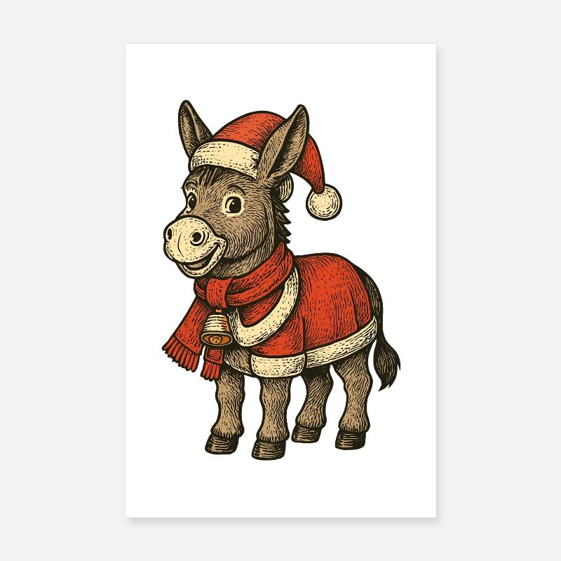 Weihnachten Esel Poster 20x30 cm