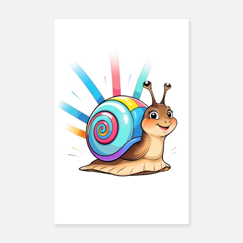 Explosion de couleurs d’escargot arc-en-ciel Poster 20 x 30 cm