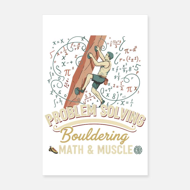 Bouldering Math & Muscle Problem Solving Climb Poster 8" x 12" (20x30 cm)