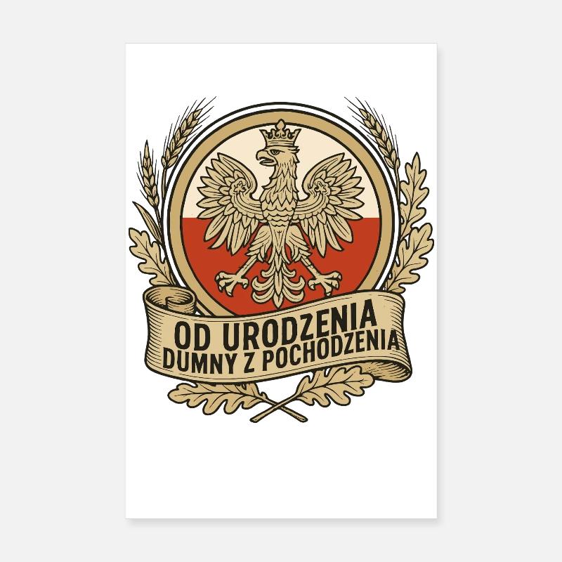 Born Proud Polish Eagle Emblem Poster 20 x 30 cm