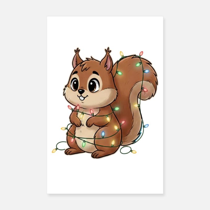 Squirrel hung with lights Poster 8" x 12" (20x30 cm)