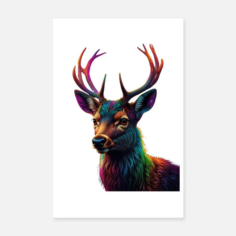 Rainbow Deer Head Art Print Poster 8" x 12" (20x30 cm)