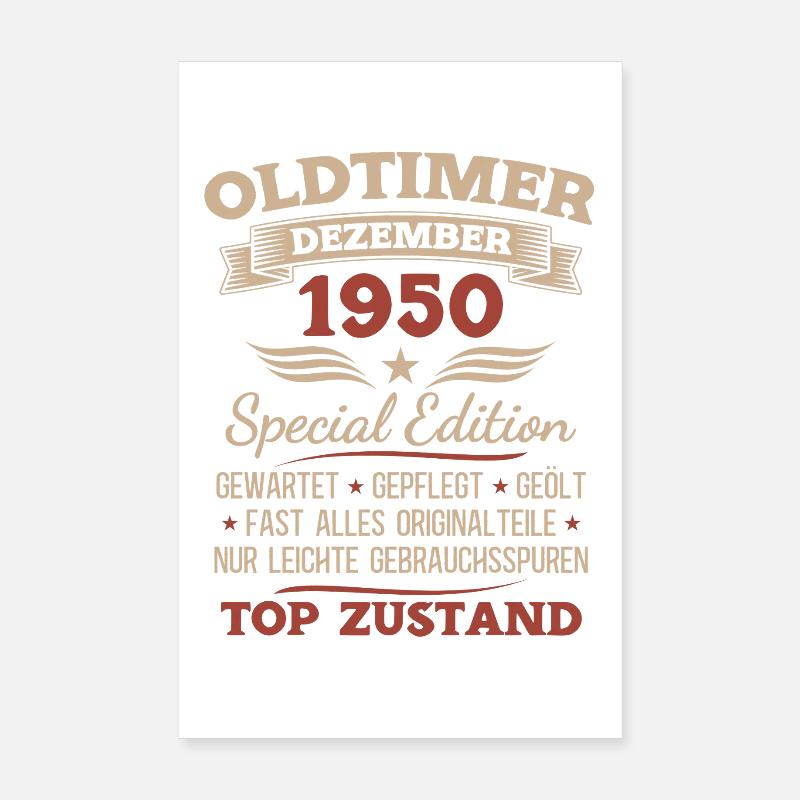75. Geburtstag Geschenk Oldtimer Dezember 1950 Poster 20x30 cm
