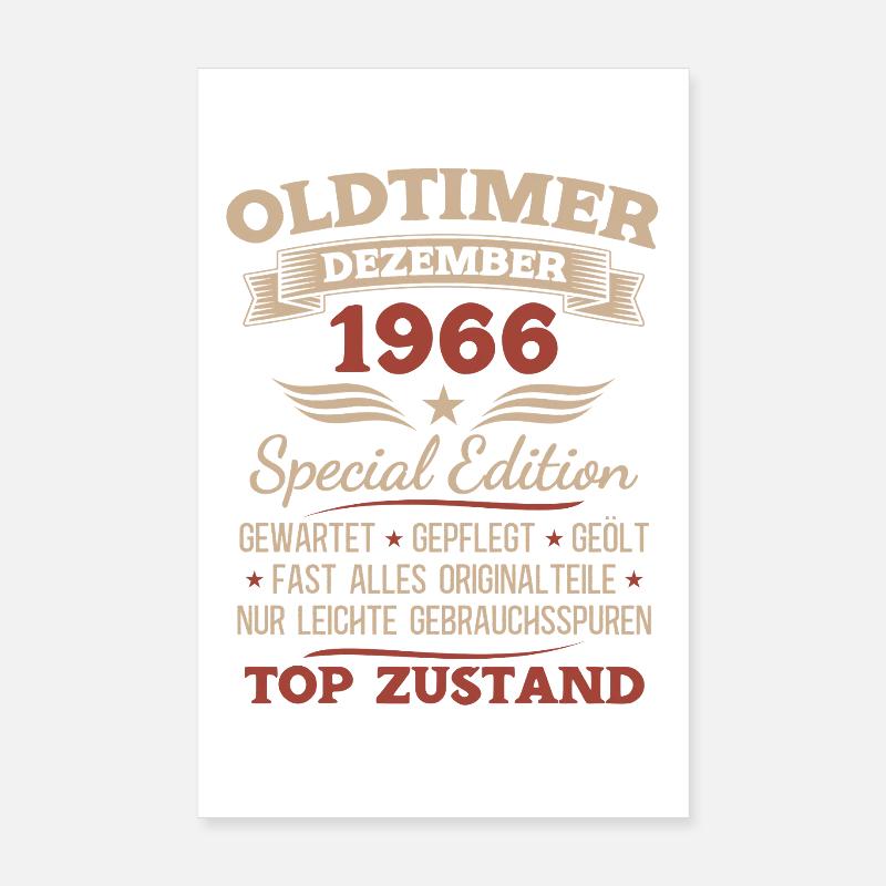 61. Geburtstag Geschenk Oldtimer Dezember 1966 Poster 20x30 cm
