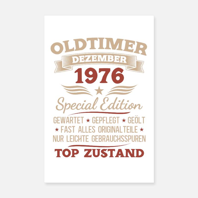 49. Geburtstag Geschenk Oldtimer Dezember 1976 Poster 20x30 cm