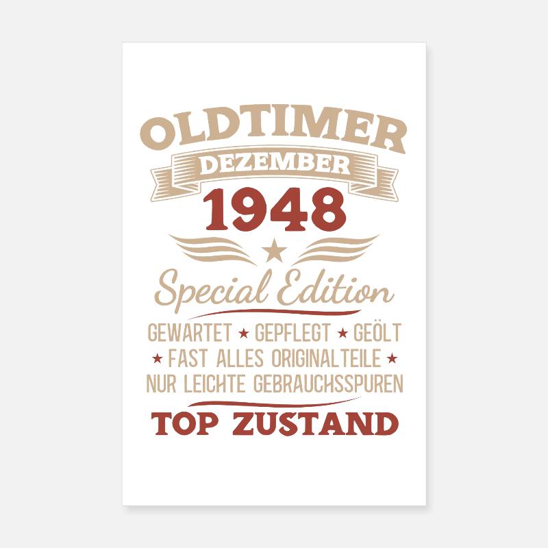 77. Geburtstag Geschenk Oldtimer Dezember 1948 Poster 20x30 cm