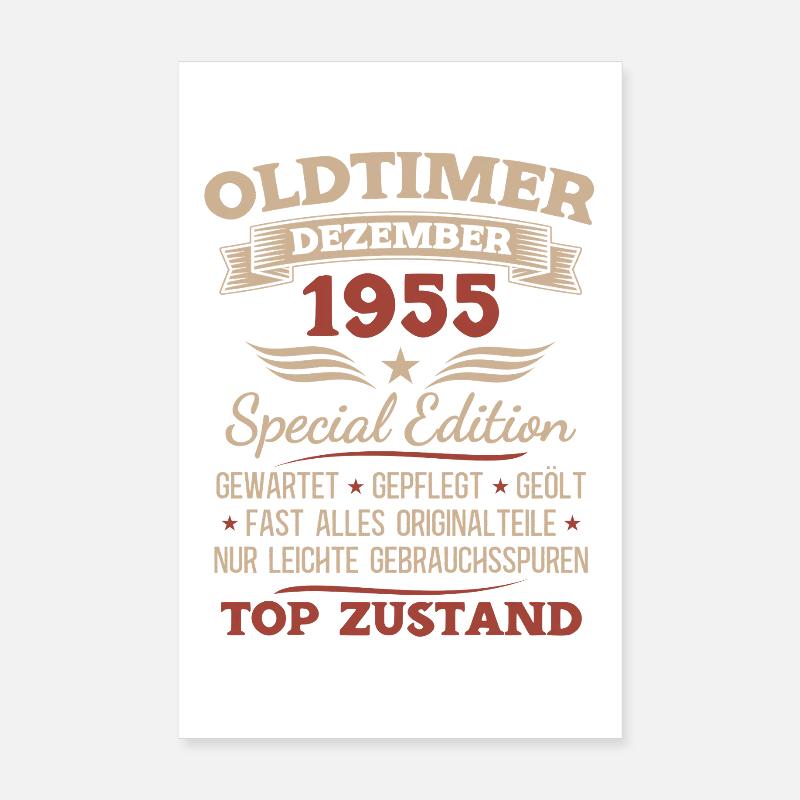 70. Geburtstag Geschenk Oldtimer Dezember 1955 Poster 20x30 cm