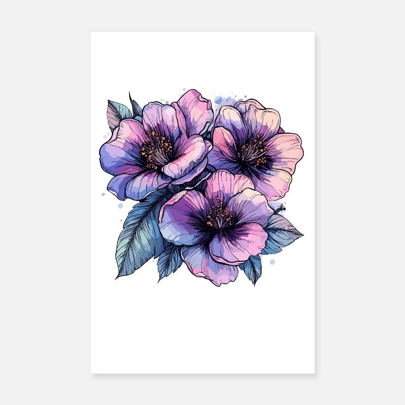 Bouquet de fleurs bleu-violet Poster 20 x 30 cm