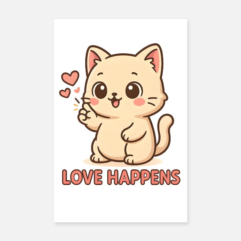 Liebe geschieht: Kätzchen mit Herz Poster 20x30 cm