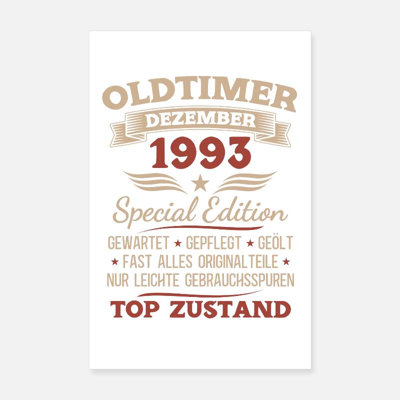 32. Geburtstag Geschenk Oldtimer Dezember 1993 Poster 20x30 cm