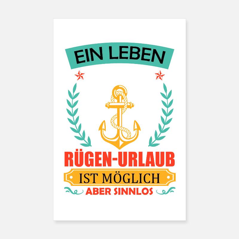 Mer Baltique UNE VIE SANS VACANCES À RÜGEN, C’EST POSSIBLE Poster 20 x 30 cm