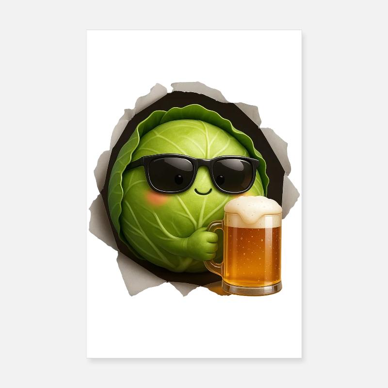 Cabbage Beer Poster 8" x 12" (20x30 cm)