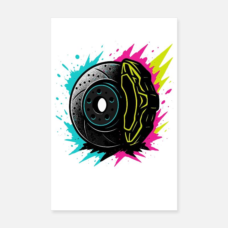 Puissance de freinage néon, t-shirt de tuning de course Poster 20 x 30 cm