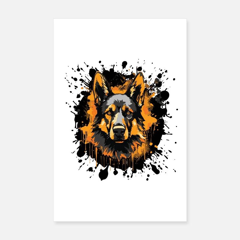 Schäferhund Dog Splatter Poster 20x30 cm