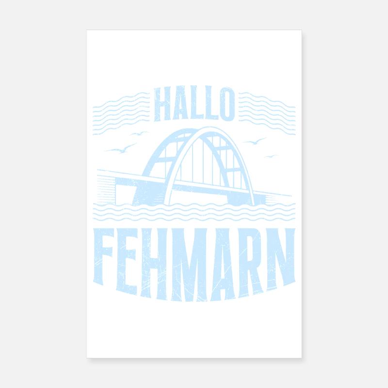 Fehmarn Souvenier BONJOUR FEHMARN Mer Baltique Drôle Poster 20 x 30 cm